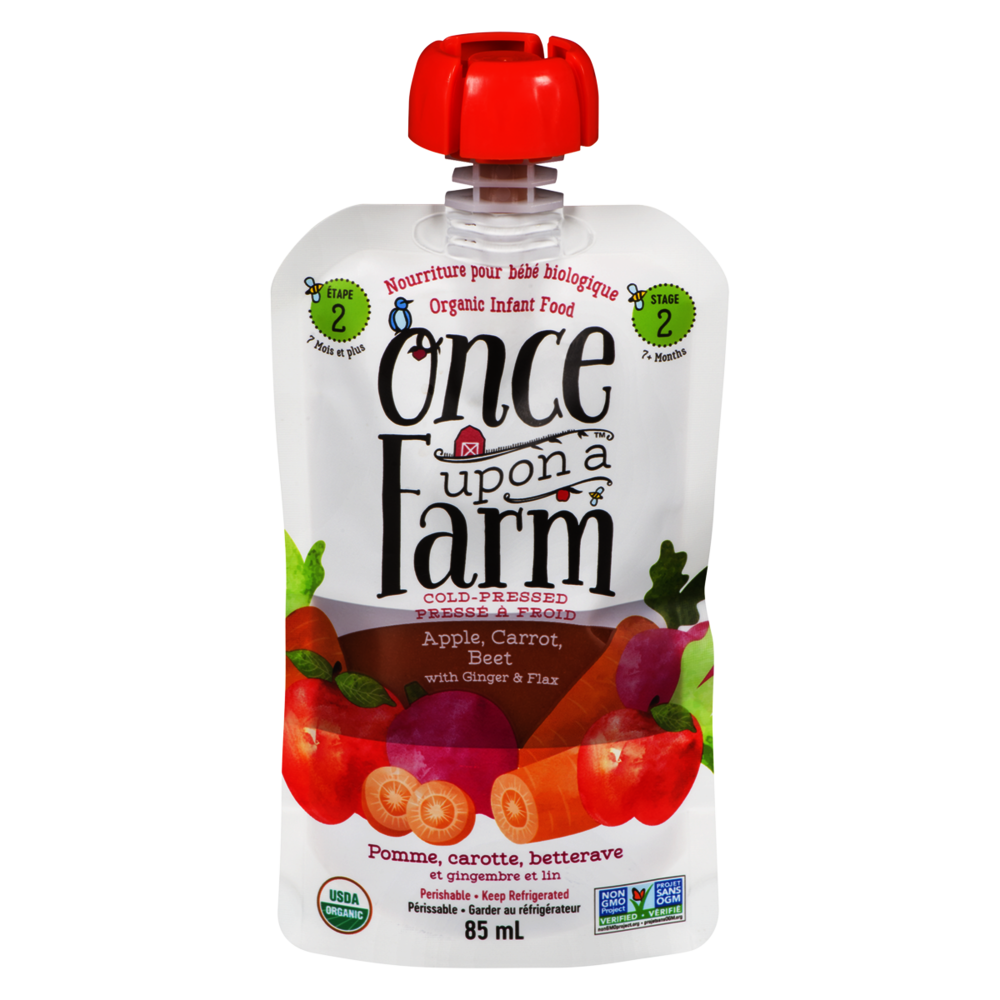 Once Upon A Farm Organic Apple Carrot Beet With Ginger Flax Refrigerated Baby Food